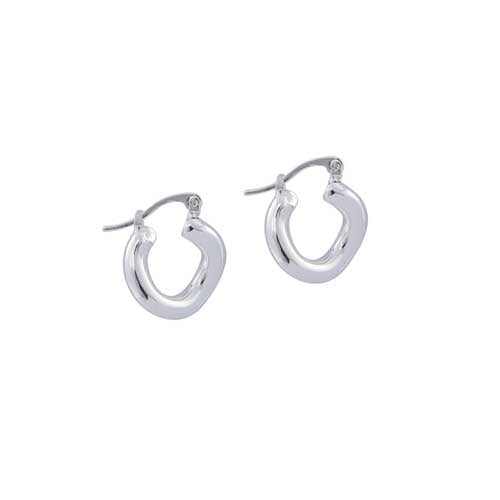 Merx Fashion Thick Shiny Silver Hinged Hoop Earrings