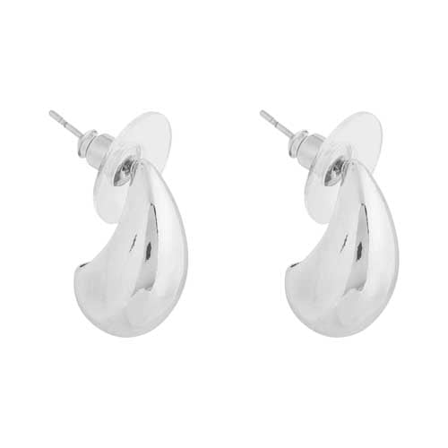 Merx Fashion Shiny Silver Small Hollow Teardrop Earrings