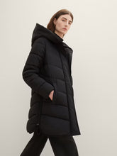 Load image into Gallery viewer, Tom Tailor Black Winter Recycled Down Puffer Coat with Hood
