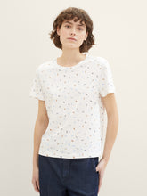 Load image into Gallery viewer, Tom Tailor Crew Neck Off-White Multi Colour Print Cotton Tee
