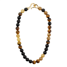 Load image into Gallery viewer, Pilgrim Unfold Semi-Precious Stones Tiger Eye Necklace - Brown & Gold Plated