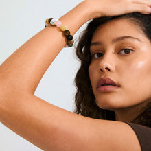 Load image into Gallery viewer, Pilgrim Unfold Semi-Precious Stones Tiger Eye Bracelet - Multi-Colour & Silver Plated