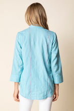 Load image into Gallery viewer, High-Low Embroidered Cotton/Linen Blend Shirt