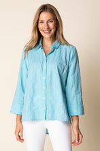 Load image into Gallery viewer, High-Low Embroidered Cotton/Linen Blend Shirt