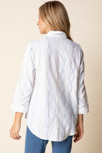 Load image into Gallery viewer, High-Low Embroidered Cotton/Linen Blend Shirt