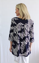 Load image into Gallery viewer, Soft Works Navy White Print 3/4 Sleeve Round Neck Tunic Top
