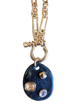 Load image into Gallery viewer, Long Gold Necklace with Black Pendant