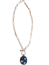 Load image into Gallery viewer, Long Gold Necklace with Black Pendant