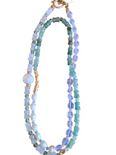 Load image into Gallery viewer, Long Necklace with Matte Gold & Semi Precious Green Stones