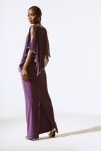 Load image into Gallery viewer, Joseph Ribkoff Silky Knit Chiffon Layered Gown with Cape

