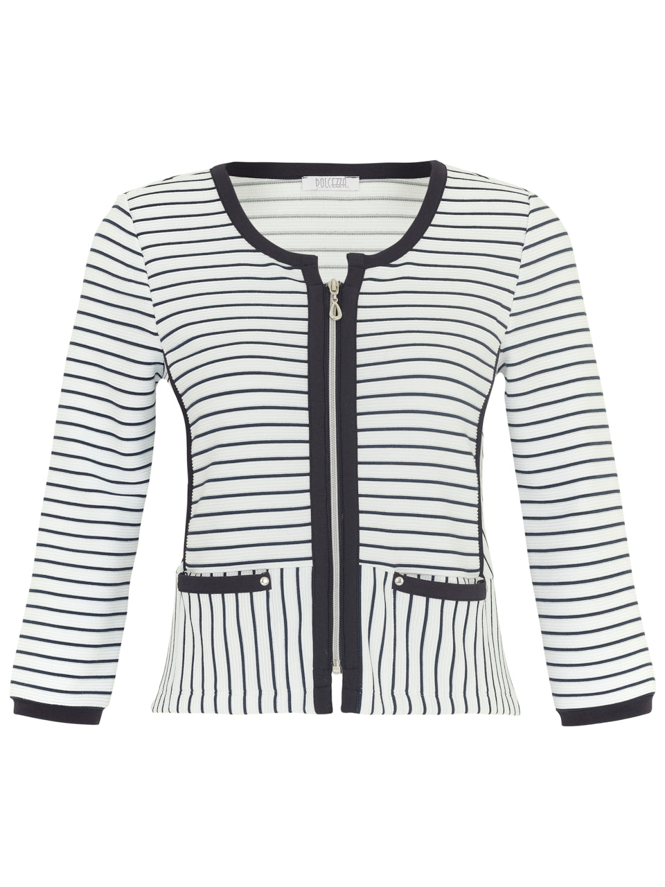 Dolcezza Black & White Stripe Zip Jacket