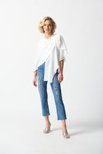 Load image into Gallery viewer, Joseph Ribkoff Gauze Poncho Silhouette Cover Up with a Front Loop in White, Black or Midnight Blue
