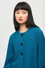 Load image into Gallery viewer, Joseph Ribkoff Pacific Blue Jacquard Sweater Knit Fitted Jacket
