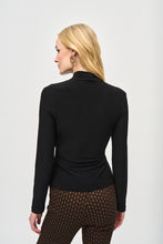Load image into Gallery viewer, Joseph Ribkoff Black Silky Knit Fitted Wrap Top
