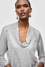 Load image into Gallery viewer, Joseph Ribkoff 3/4 Sleeve Foiled Knit Cowl Collar Top
