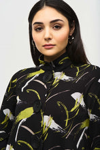Load image into Gallery viewer, Joseph Ribkoff Black Multi Sweater Knit Abstract Print Trapeze Jacket

