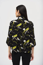 Load image into Gallery viewer, Joseph Ribkoff Black Multi Sweater Knit Abstract Print Trapeze Jacket
