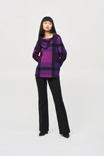 Load image into Gallery viewer, Joseph Ribkoff Black Multi Plaid Jacquard Cowl Neck Sweater
