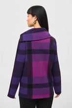 Load image into Gallery viewer, Joseph Ribkoff Black Multi Plaid Jacquard Cowl Neck Sweater
