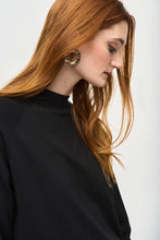 Load image into Gallery viewer, Joseph Ribkoff Black Knit Sweater Mock Neck Tunic with Side Slits
