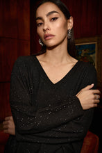 Load image into Gallery viewer, Joseph Ribkoff Black Sequined Sweater Knit Boxy Top