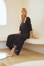 Load image into Gallery viewer, Joseph Ribkoff Black & Vanilla Silky Knit Dot Print Boxy Blazer