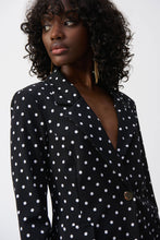 Load image into Gallery viewer, Joseph Ribkoff Black & Vanilla Silky Knit Dot Print Boxy Blazer