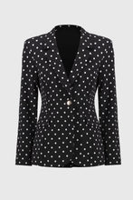 Load image into Gallery viewer, Joseph Ribkoff Black & Vanilla Silky Knit Dot Print Boxy Blazer