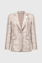 Load image into Gallery viewer, Joseph Ribkoff Beige Silver Signature Brocade Floral Print Blazer