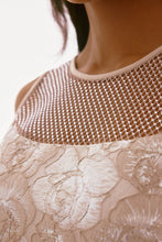 Load image into Gallery viewer, Joseph Ribkoff Beige Silver Signature Brocade Floral Print Sheath Dress