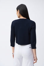 Load image into Gallery viewer, Joseph Ribkoff Sweater Knit Cover-Up with Pearl Ornament in Vanilla, Midnight Blue or Black