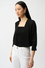 Load image into Gallery viewer, Joseph Ribkoff Sweater Knit Cover-Up with Pearl Ornament in Vanilla, Midnight Blue or Black