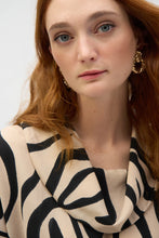 Load image into Gallery viewer, Joseph Ribkoff Beige Black Gauze Abstract Print Cowl Neck Top