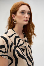 Load image into Gallery viewer, Joseph Ribkoff Beige Black Gauze Abstract Print Cowl Neck Top