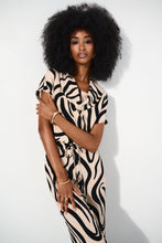 Load image into Gallery viewer, Joseph Ribkoff Beige Black Gauze Abstract Print Cowl Neck Top