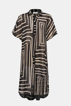 Load image into Gallery viewer, Joseph Ribkoff Black & Beige Geometric Print Long Blouse/Caftan