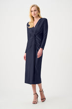 Load image into Gallery viewer, Signature | Satin Effect Knit Draped V-Neck Sheath Dress