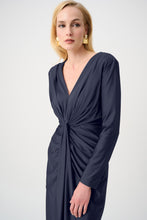 Load image into Gallery viewer, Signature | Satin Effect Knit Draped V-Neck Sheath Dress