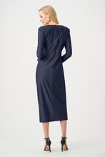 Load image into Gallery viewer, Signature | Satin Effect Knit Draped V-Neck Sheath Dress