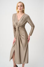 Load image into Gallery viewer, Signature | Satin Effect Knit Draped V-Neck Sheath Dress