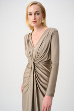 Load image into Gallery viewer, Signature | Satin Effect Knit Draped V-Neck Sheath Dress