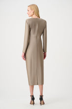 Load image into Gallery viewer, Signature | Satin Effect Knit Draped V-Neck Sheath Dress