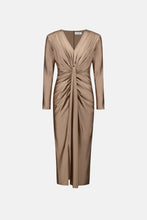 Load image into Gallery viewer, Signature | Satin Effect Knit Draped V-Neck Sheath Dress