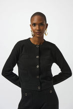 Load image into Gallery viewer, Joseph Ribkoff Sweater Knit Crew Neck Button-Front Jacket