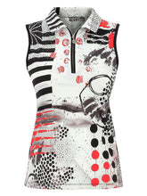 Load image into Gallery viewer, Dolcezza Coral Shards Sleeveless Zip V-Neck Collar Golf Shirt