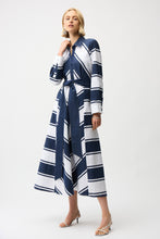 Load image into Gallery viewer, Cotton Stripe Print Fit and Flare Shirt Dress with Reversible Sash