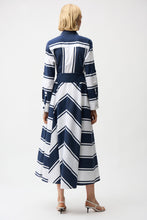 Load image into Gallery viewer, Cotton Stripe Print Fit and Flare Shirt Dress with Reversible Sash