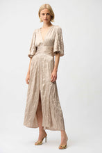 Load image into Gallery viewer, Satin Fit and Flare Pleated Dress with Knot Waist Detail