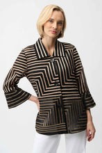 Load image into Gallery viewer, Satin And Mesh Abstract Print Jacket With Bell Sleeve