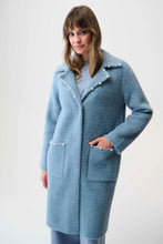 Load image into Gallery viewer, Feather Yarn Sweater Coat with Pearl Trim
